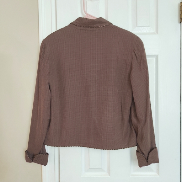 Lily by Zelda wool Blazer Jacket Houndstooth Brown Size 8 - Picture 2 of 10